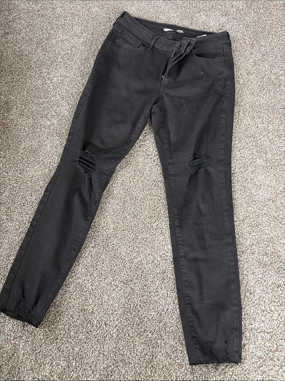 Old Navy Black Women's Boyfriend Jeans with Knee Rips